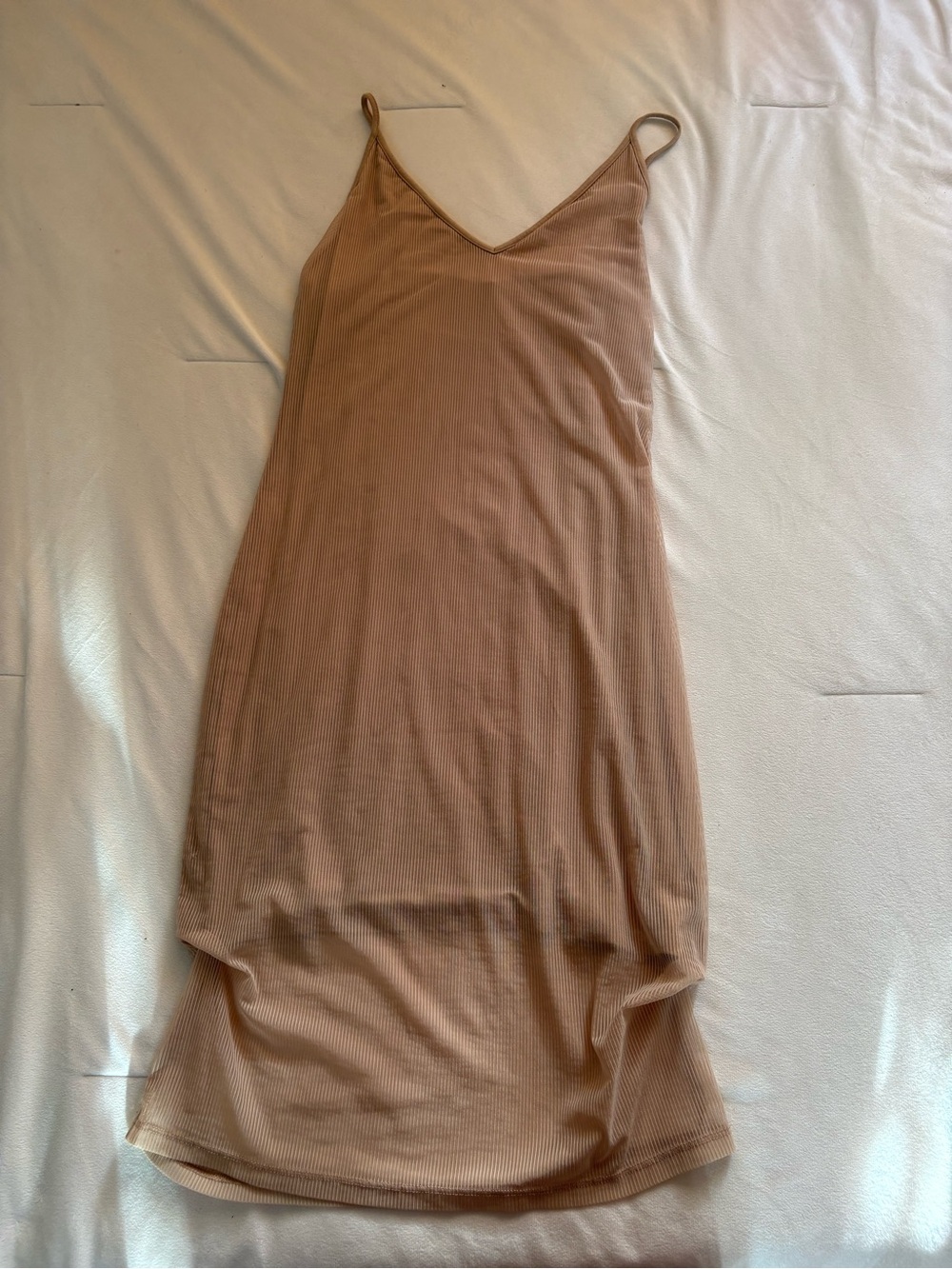 Forever 21 Beige Ribbed Slip Tank Dress